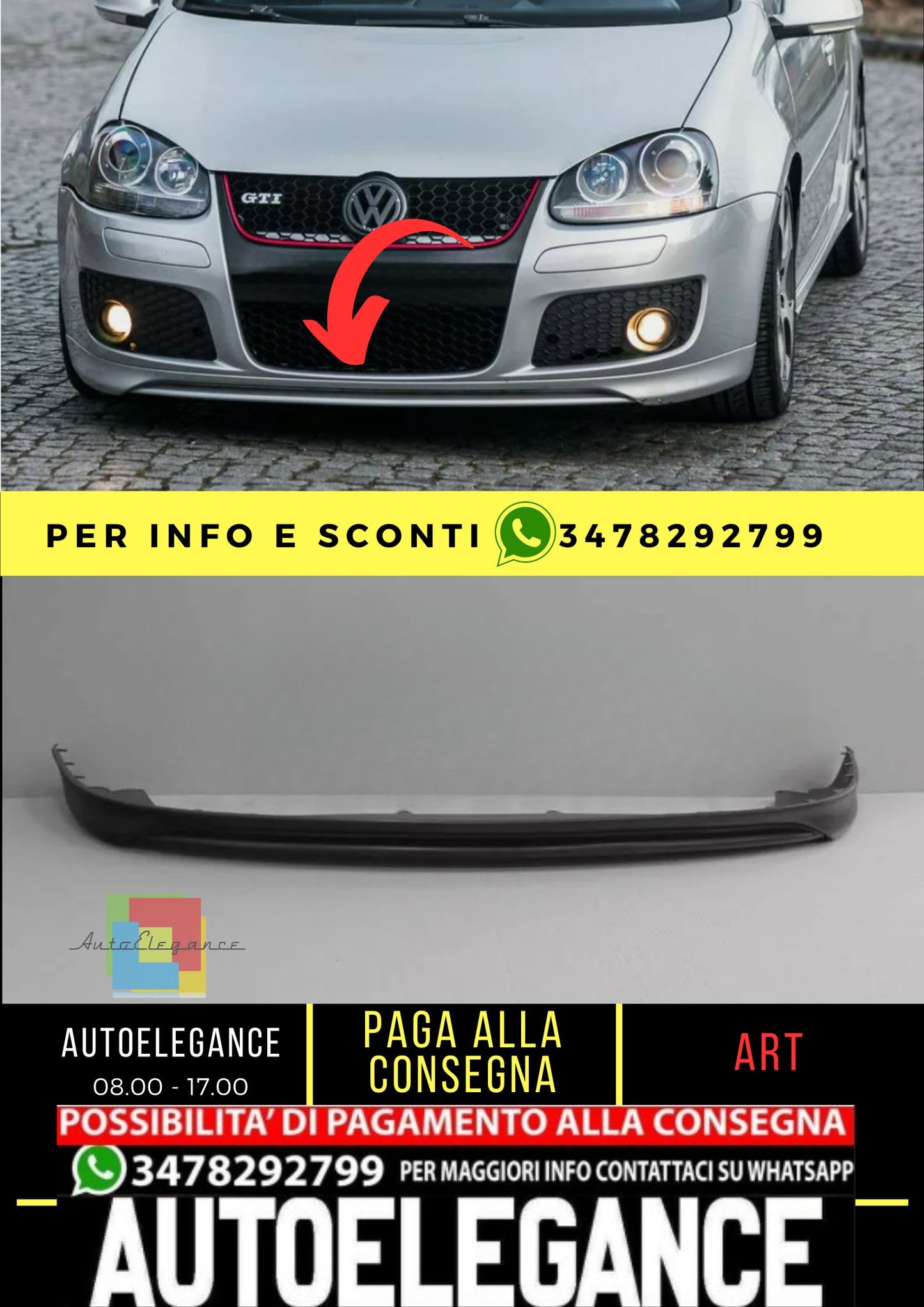 Spoiler anteriore per VW GOLF 5 MK5 GTI / JETTA5 EDT30 EDITION 30 ABS Plast