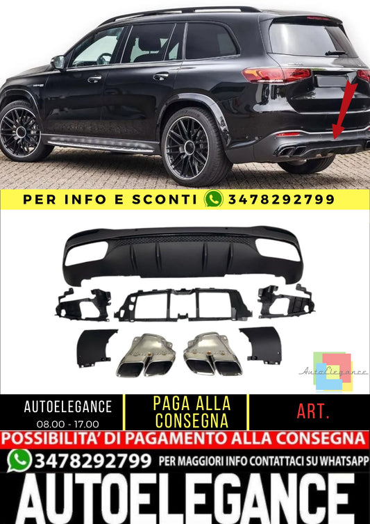 💎 Diffusore + Terminali di Scarico 2X2 (CROMO) 63 Per Mercedes X167 GLS💎