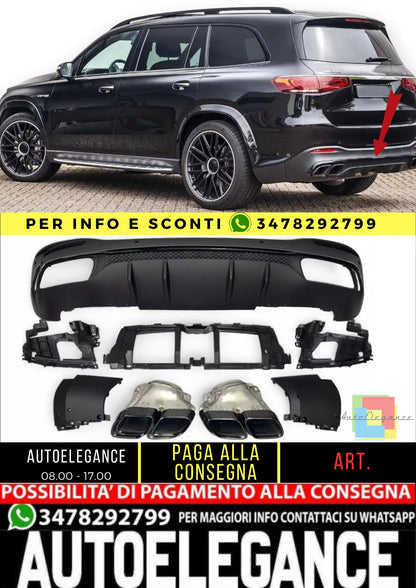 💎 Diffusore + Terminali di Scarico 2X2(NERO) 63 Per Mercedes X167 GLS💎