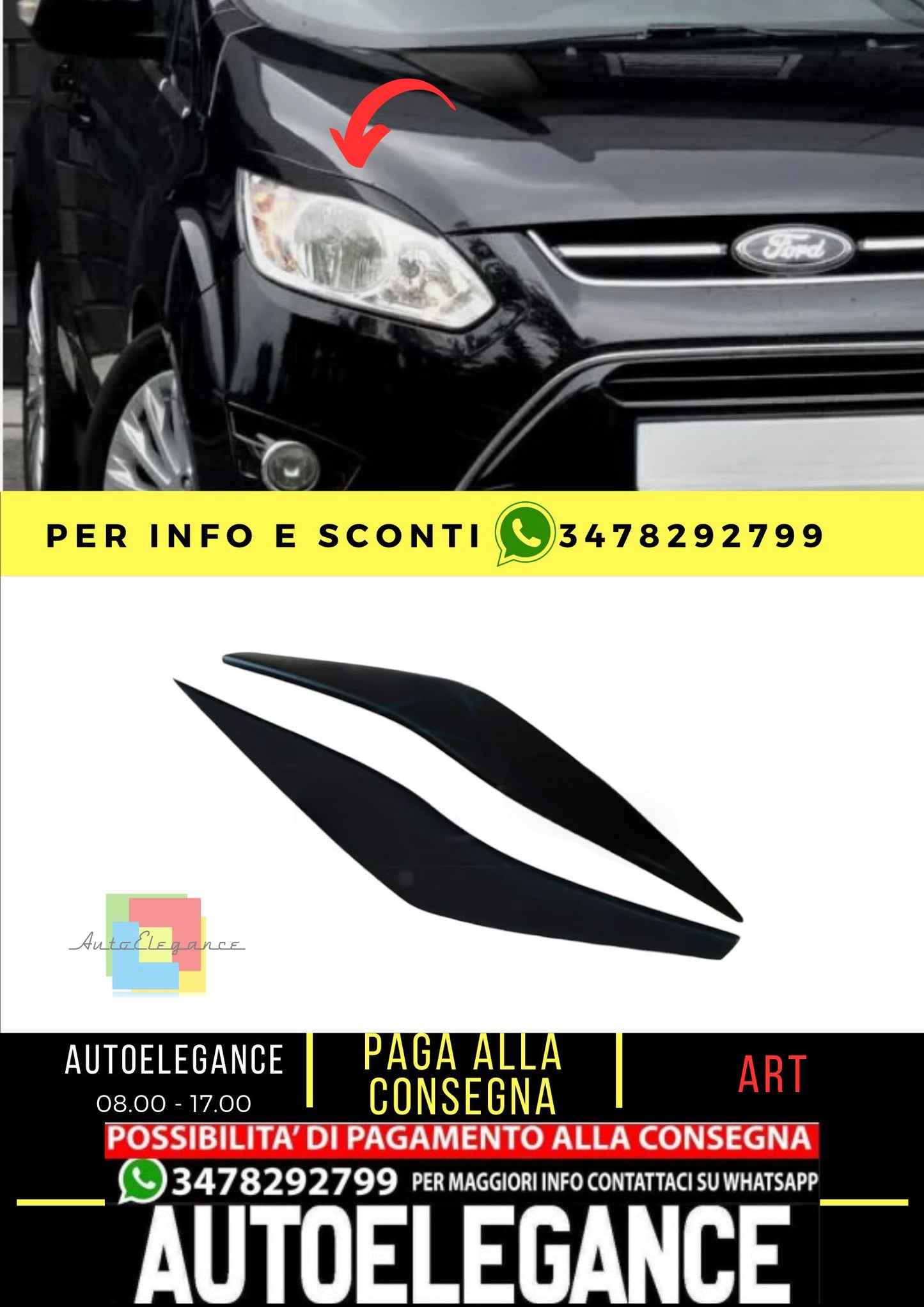 Sopracciglia per FORD C-Max / GRAND C-Max 2010-2015 ABS Plastica