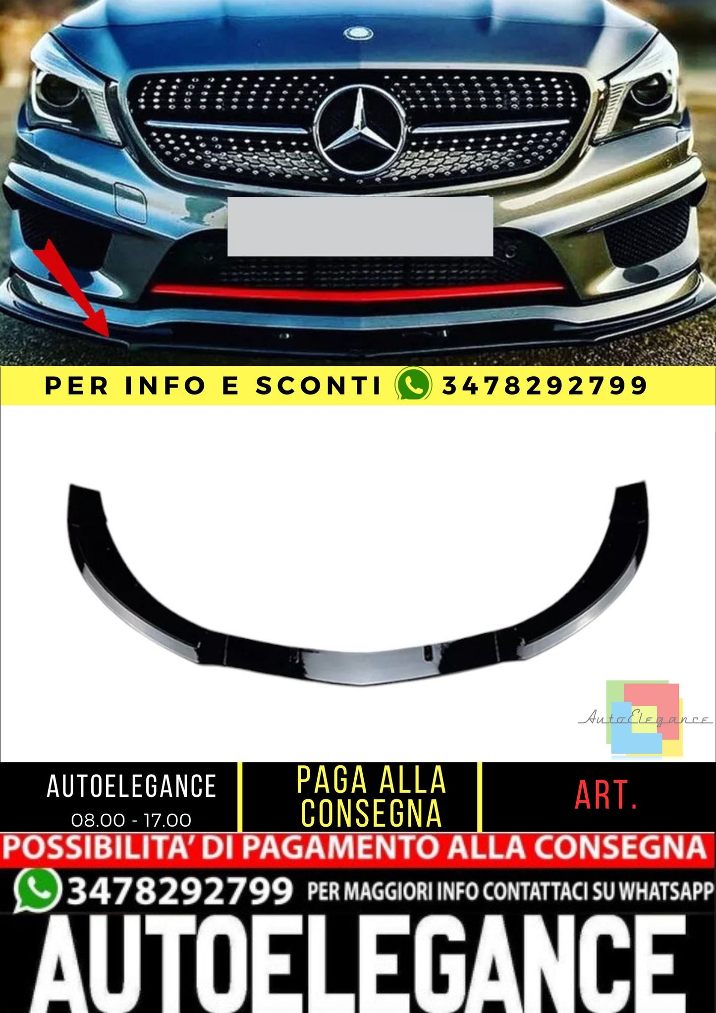 ✨Splitter Adatto per Mercedes C117 X117 CLA 2013-2016 AMG CLA45✨