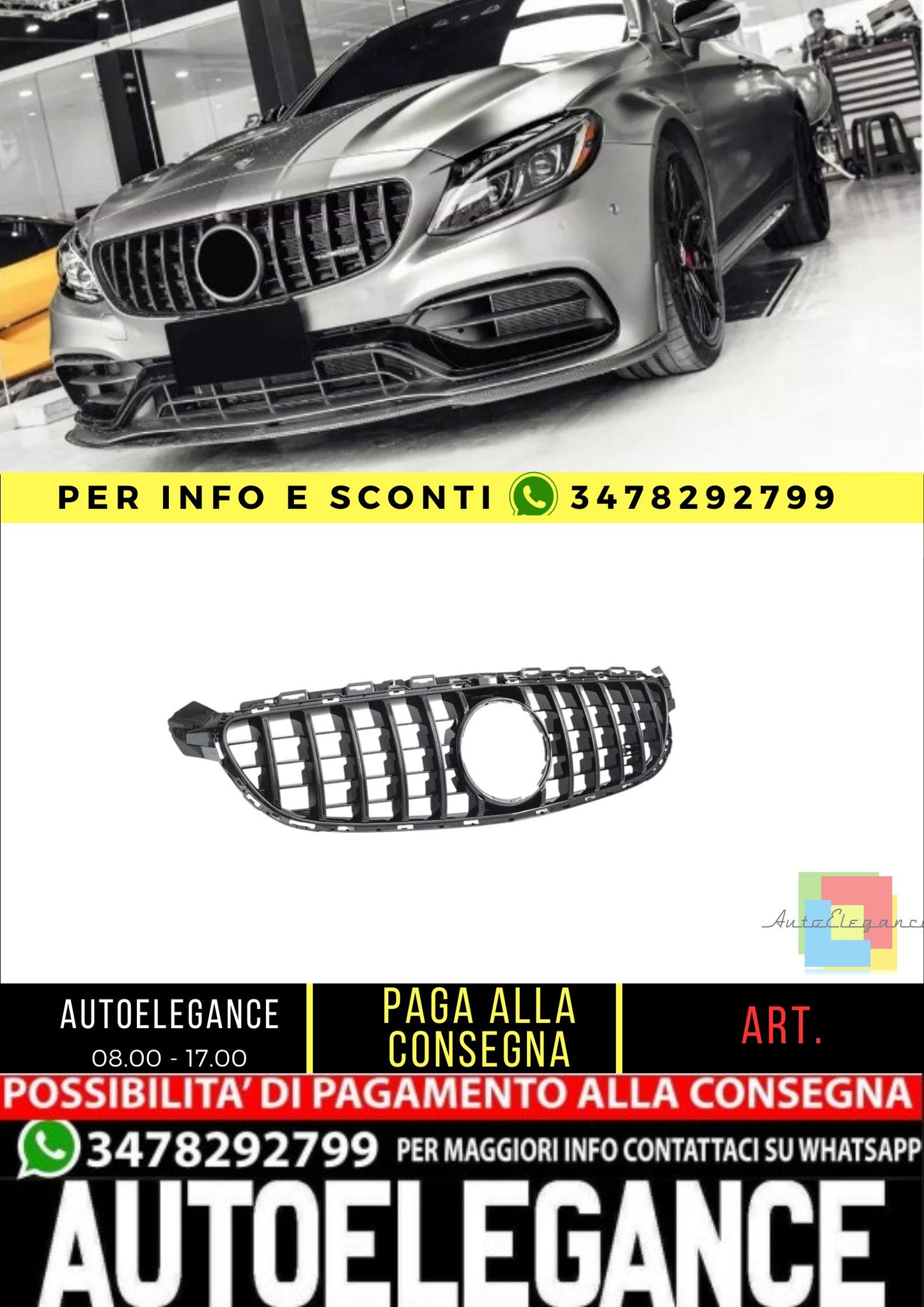 ✨GRIGLIA RADIATORE SPORTIVA ADATTA PER Mercedes W205 C63 AMG✨