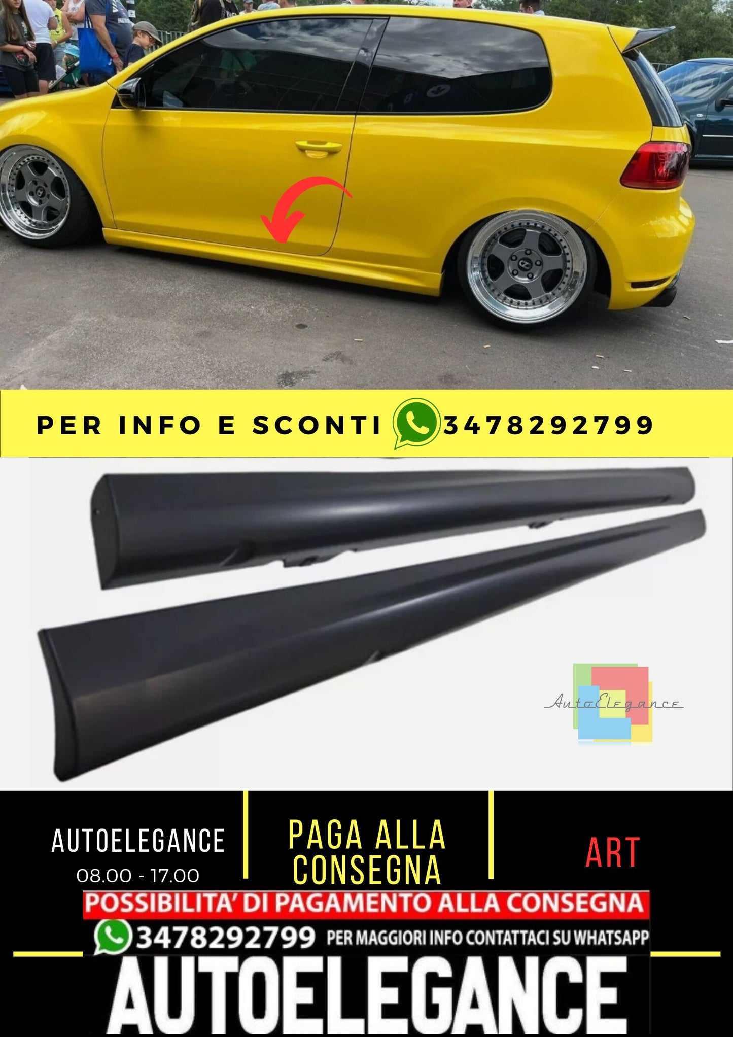 Spoiler Minigonne Laterali per VW GOLF MK6 6 VI 2008 - 2013 ABS Plastica