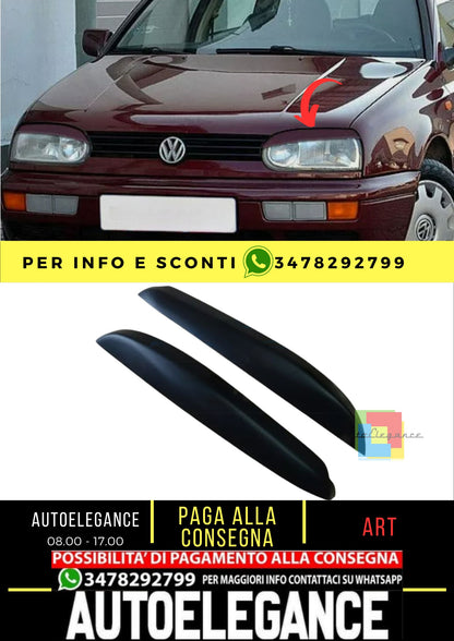 Sopracciglia per VW GOLF III 3 1991-1997 ABS Plastica palpebre fari