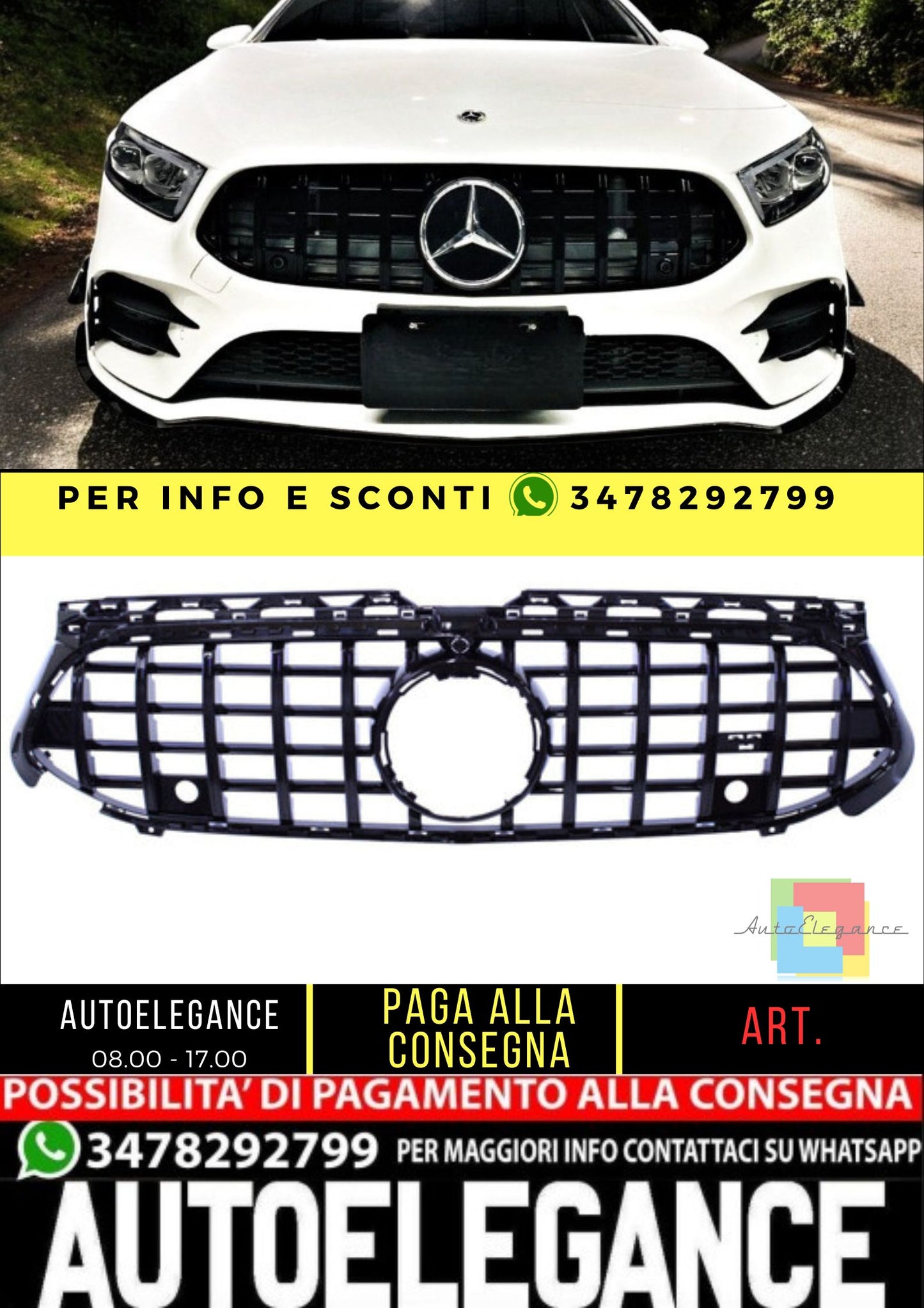 🔥Griglia Adatto Per Mercedes Classe A W177 V177 nero lucido Facelift 2023+🔥