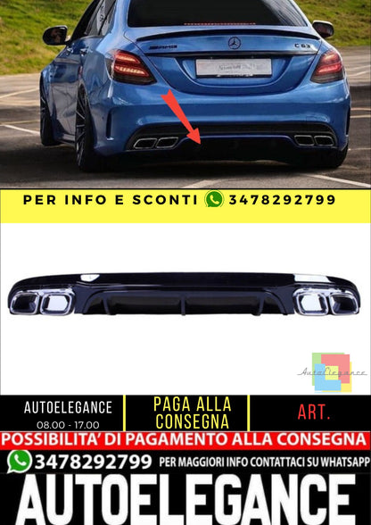 💯Diffusore+Terminali Di Scario Adatto Per Mercedes E-coupe Nero Lucido💯