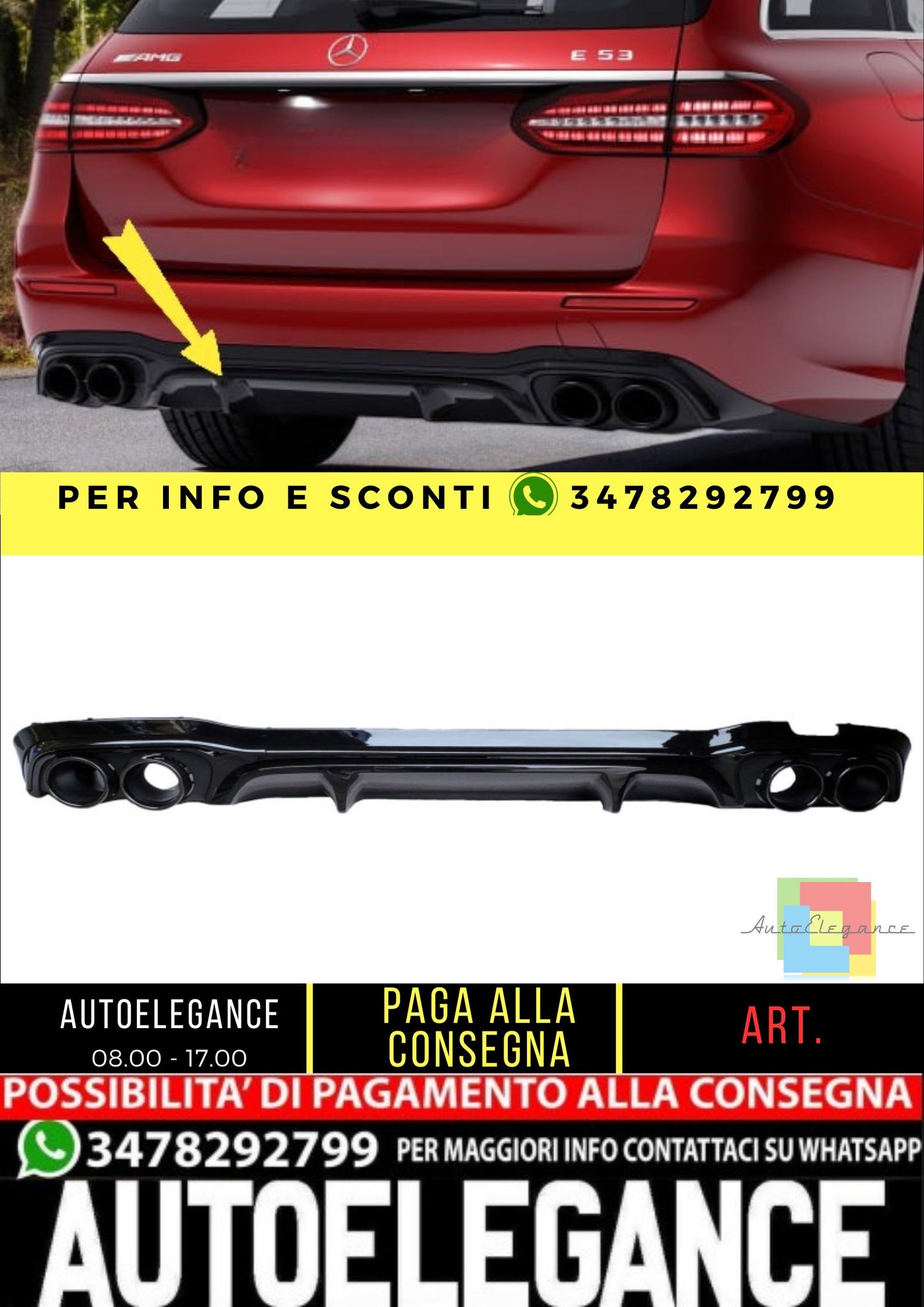 💯Diffusore+ terminali di scarico compatibile con Mercedes Classe E W213 S213 💯