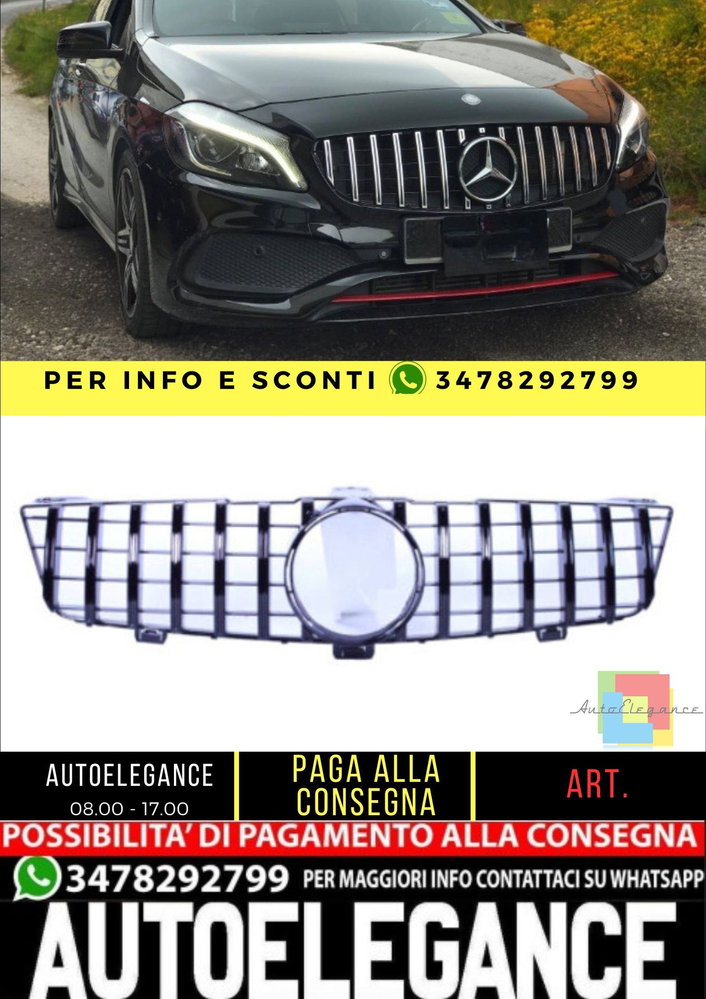 💥Griglia compatibile con Mercedes CLS W219 facelift nero 2008-2010💥