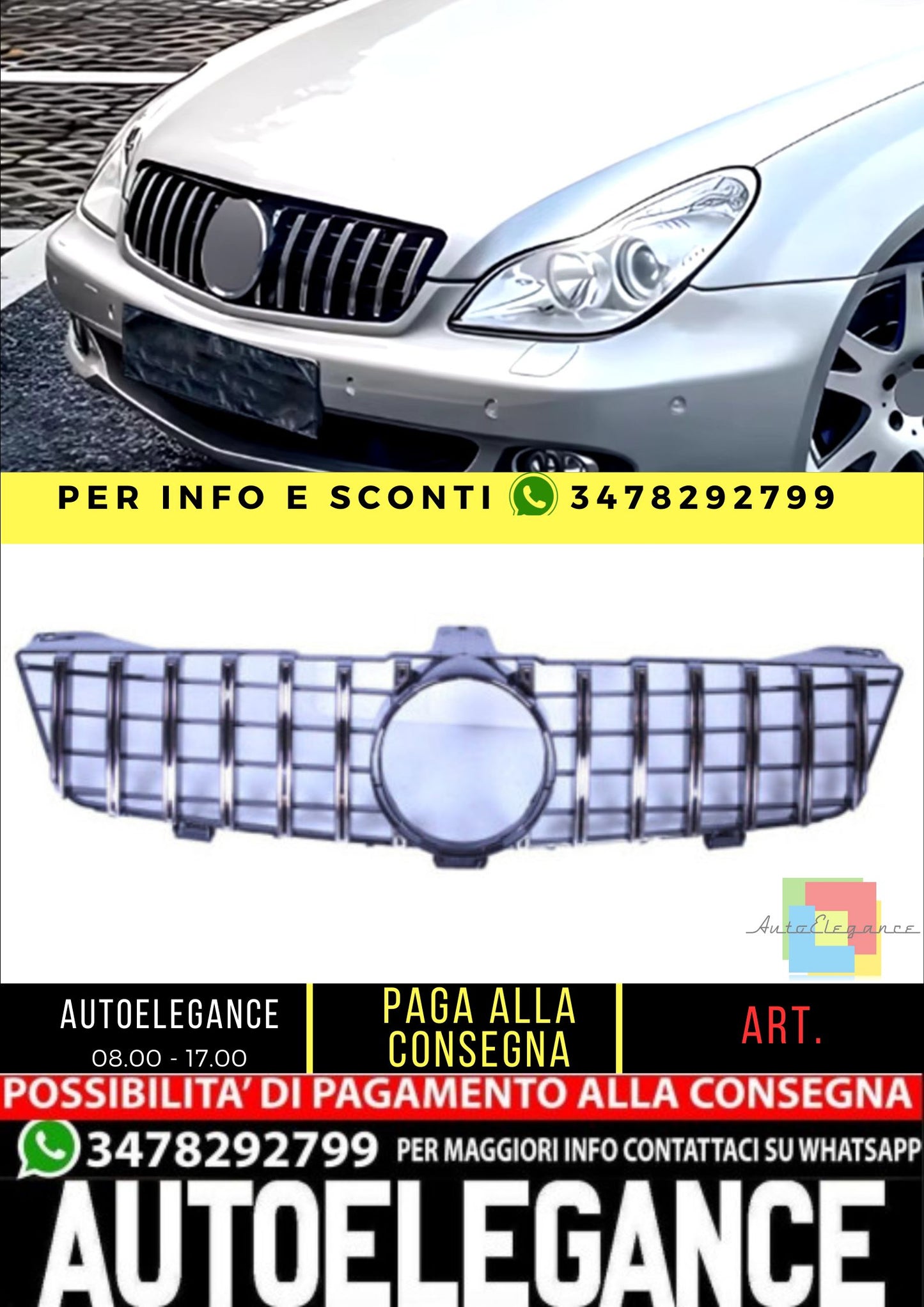 💥Griglia compatibile con Mercedes CLS W219 pre-facelift nera💥