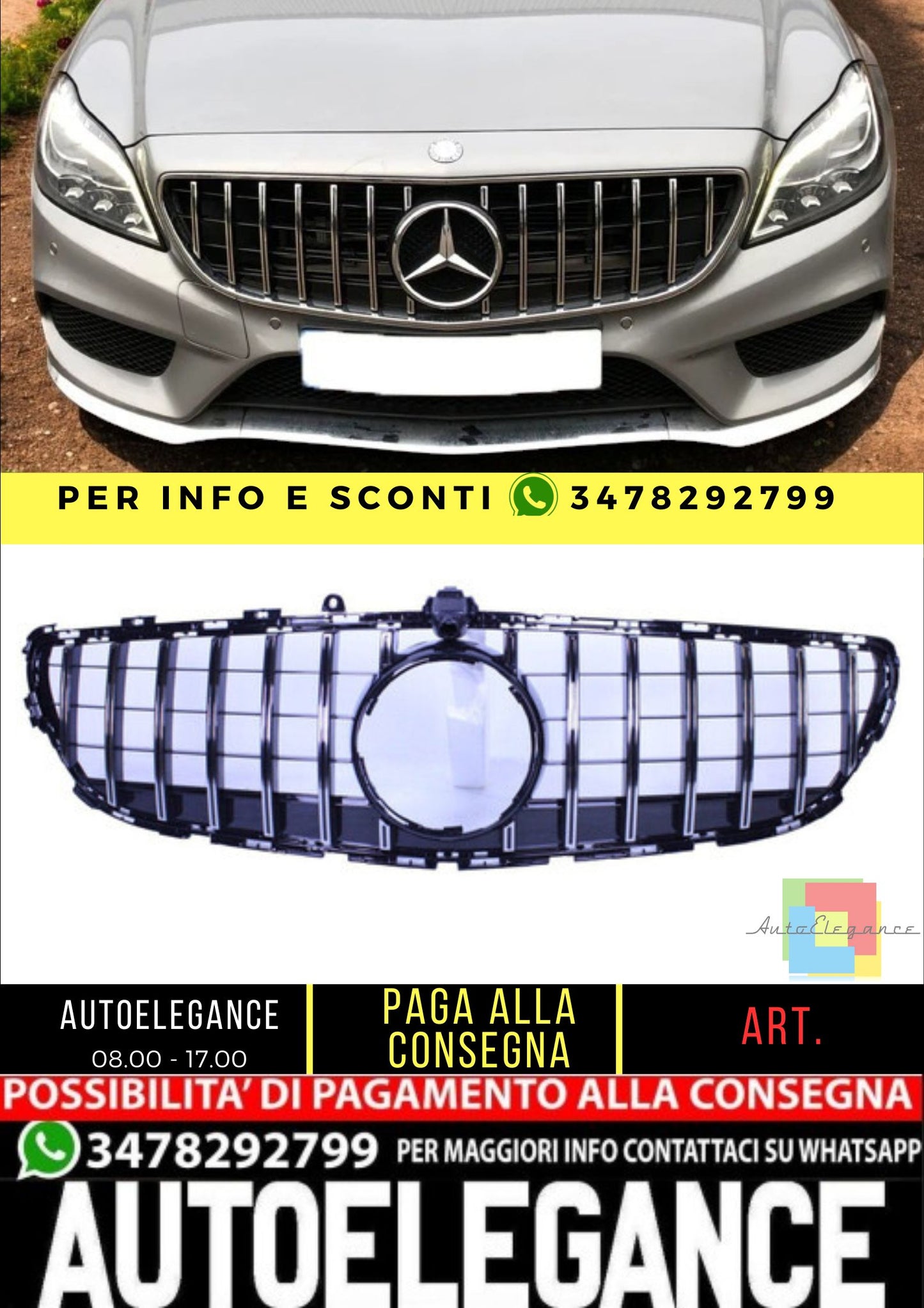 💥Griglia cromata compatibile con Mercedes CLS facelift W218💥
