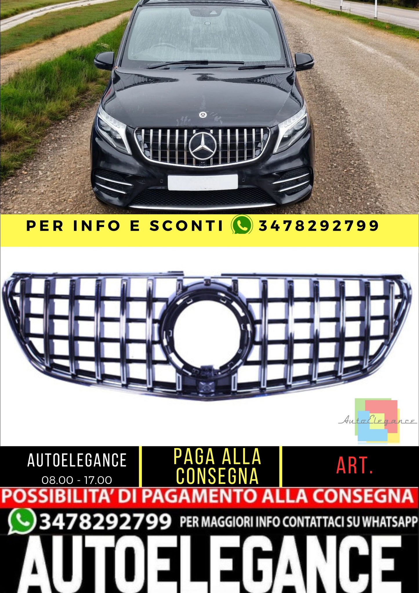 💯Griglia compatibile con Mercedes-Benz W447 V class cromata facelift 2019+💯