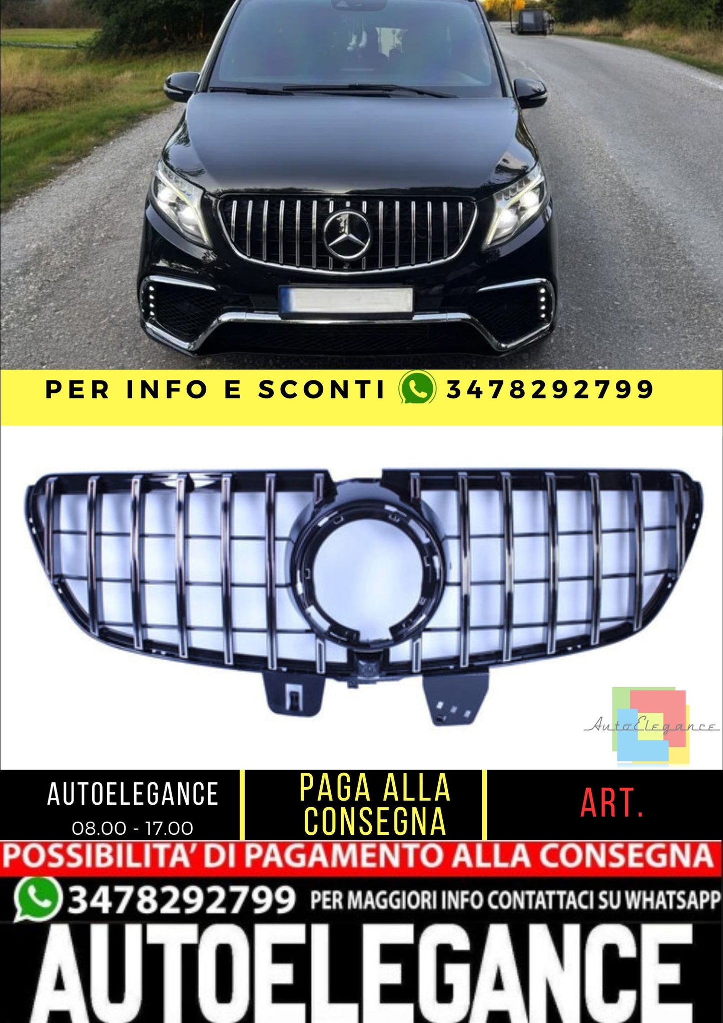💯Griglia compatibile con Mercedes-Benz classe V  W447 2020+ cromata💯