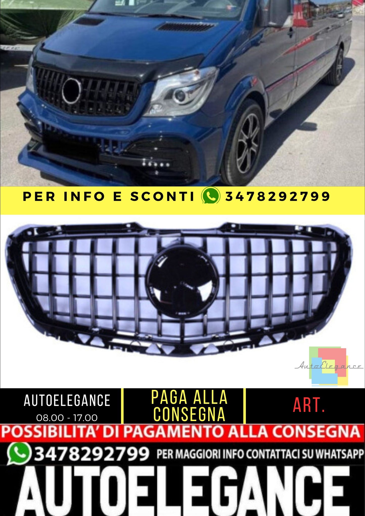 Griglia compatibile con mercedes-benz w447 vito cromata