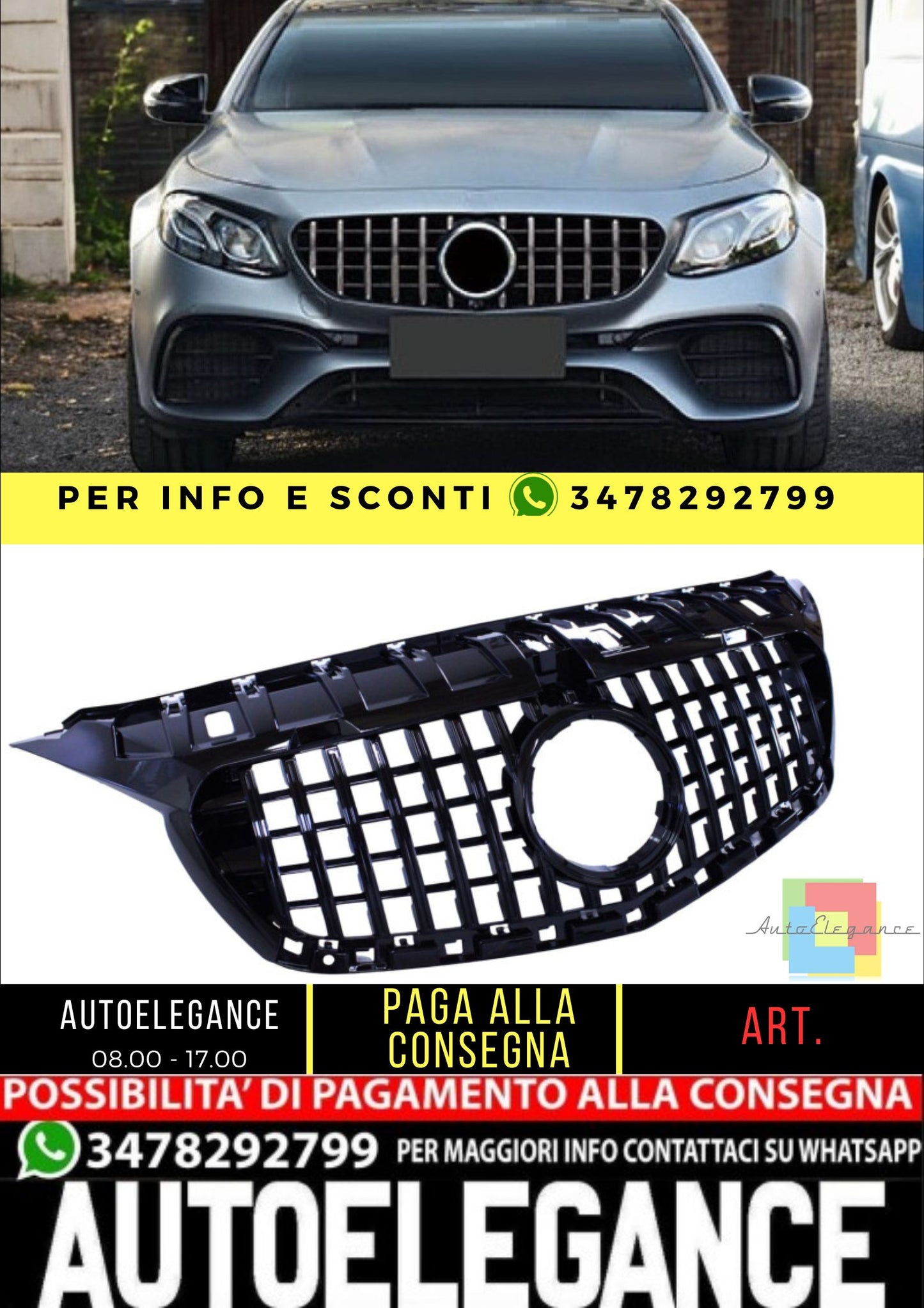 😎Grill compatible with Mercedes-Benz Citan W415 glossy black😎