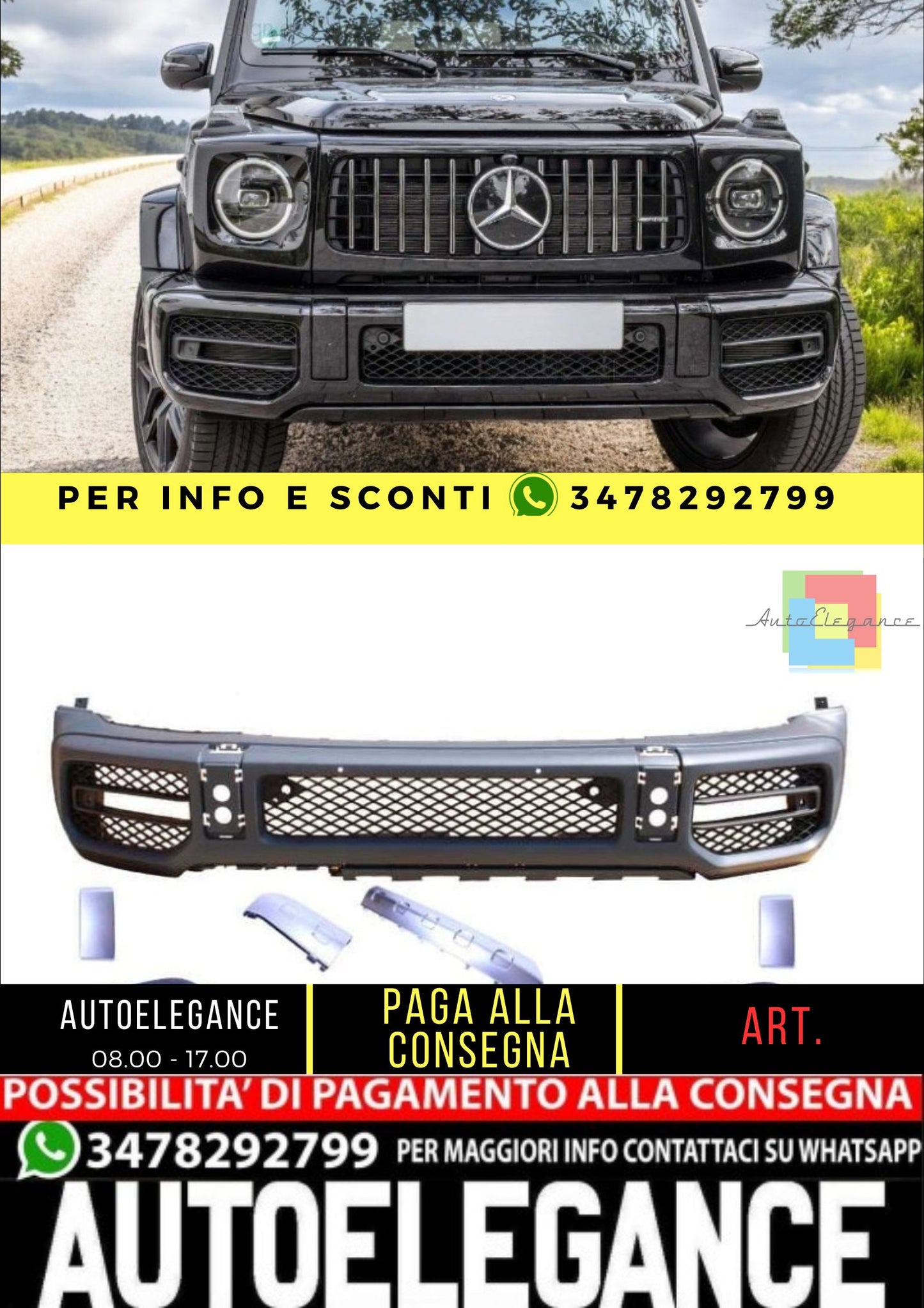 😎Paraurti anteriore + set copricerchi compatibile con Mercedes Classe G W463 😎