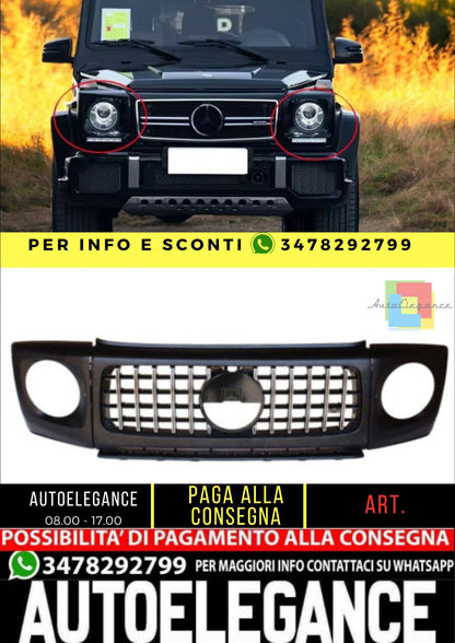 😎Griglia compatibile con Classe G W463 con copri fari cromo nero lucido😎