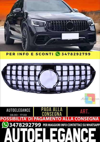 😎Griglia compatibile con mercedes glc - glc coupe x254 c254 nero lucido 😎