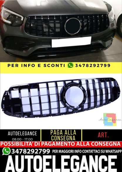 😎Griglia compatibile con Mercedes-Benz facelift GLC x253 c253 nero lucido 😎