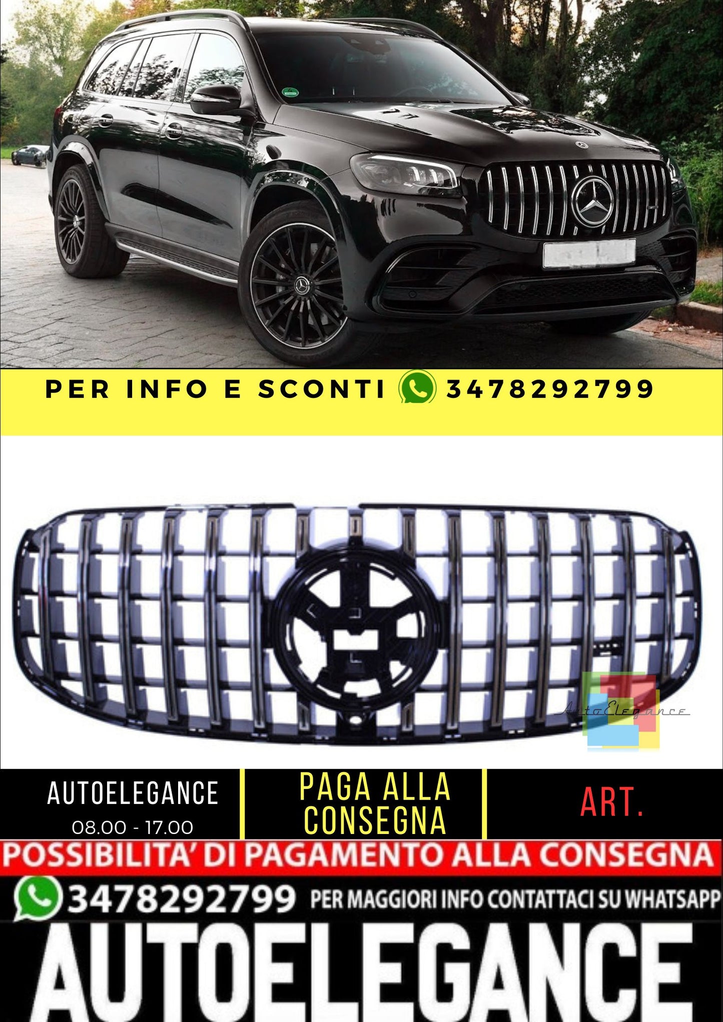 🔥Griglia compatibile con Mercedes GLS 63 X167 (2020-2023) cromata🔥