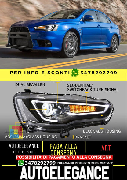 Dual Beam Headlights + D2S LED Bulbs for Mitsubishi EVO X &amp; Lancer 2008-2020 【Bulbs Included】 