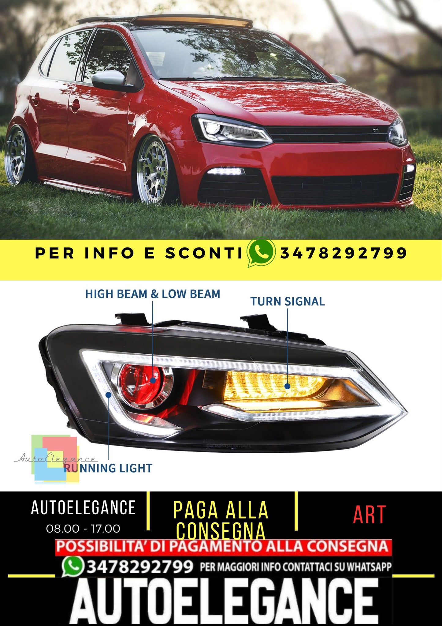 Volkswagen Polo 2011-2017 Dual Beam LED Headlights (Not for GTI/GTR Models) 