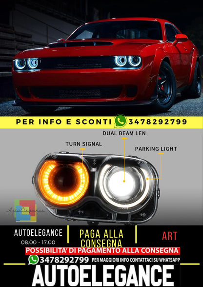 Fari LED Dual Beam/RGB per Dodge Challenger 2015-2019 (lampadine non incluse)