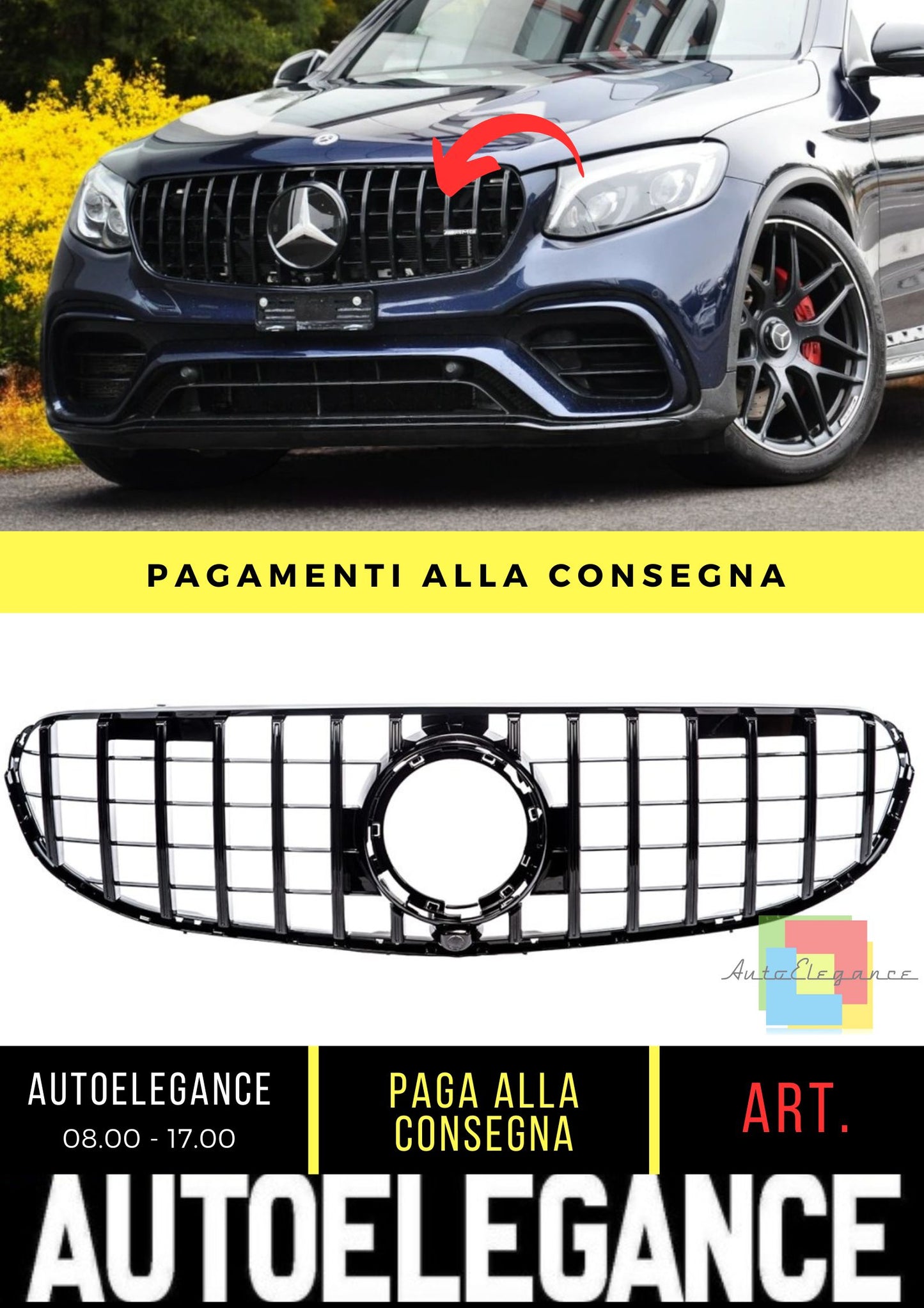 Griglia NERA adatto per Mercedes GLC (X253) SUV (C253) Coupe Facelift (2020-2023)
