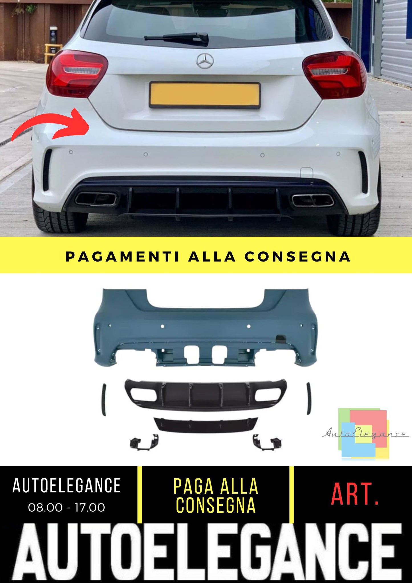 Paraurti Posteriore adatto per Mercedes A-Class (W176) (2012-2018)