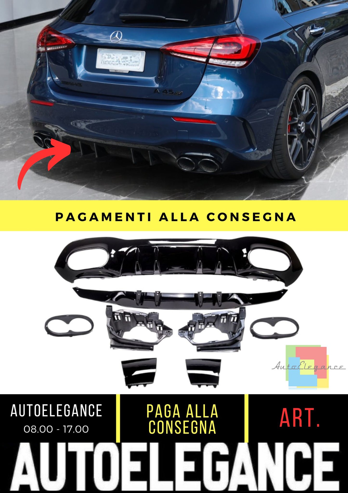 Diffusore adatto per Mercedes A-Class (W177) Hatchback (2018-On)