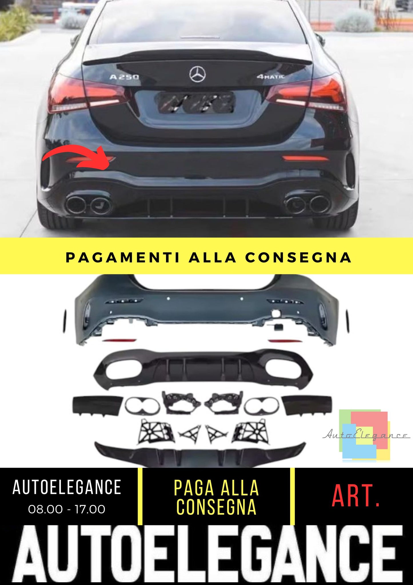 Paraurti Posteriore adatto per Mercedes A Class (V177) Sedan (2018-On)