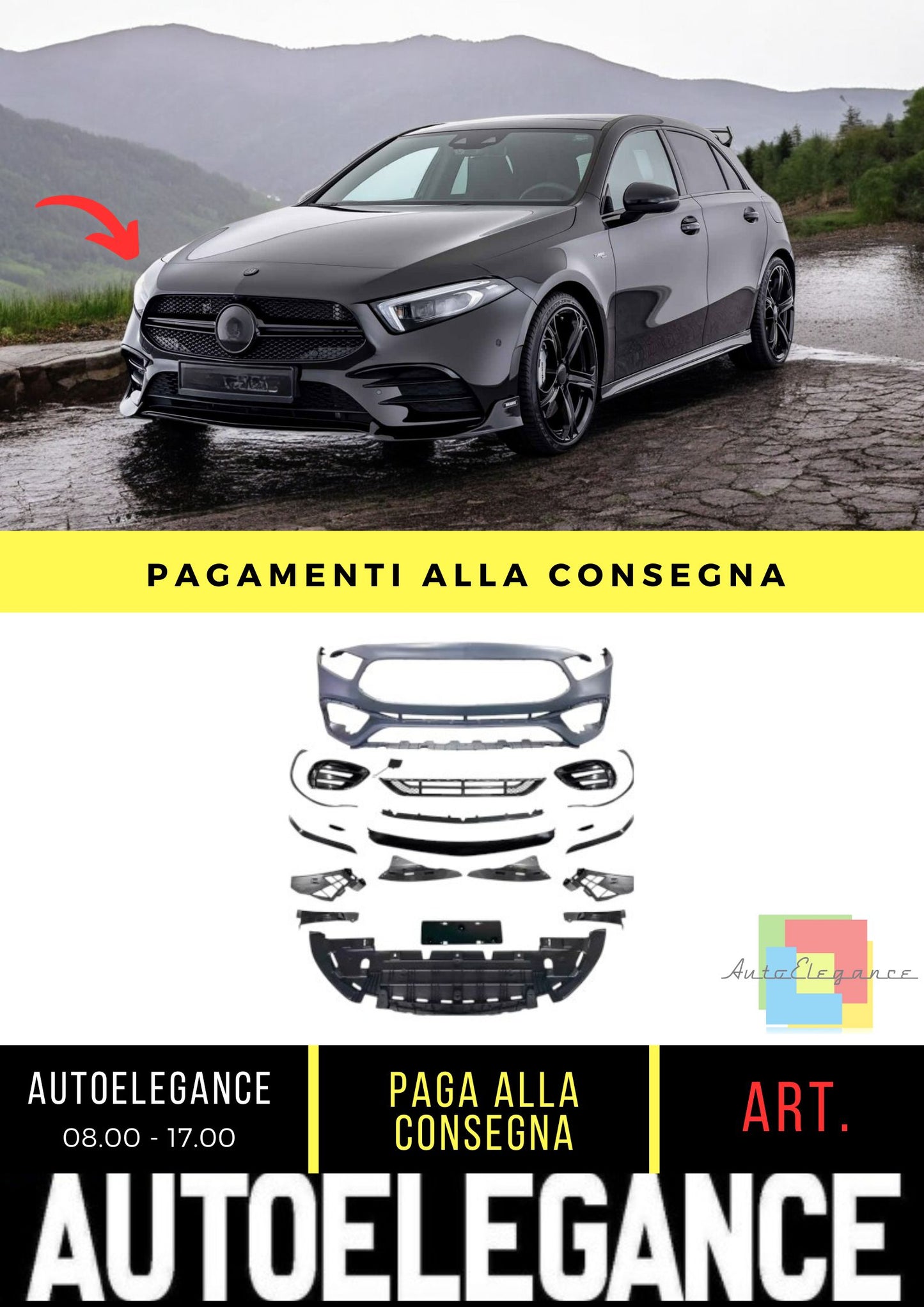 Paraurti Anteriore adatto per Mercedes A-Class (W177) Hatchback Sedan (2018-On)