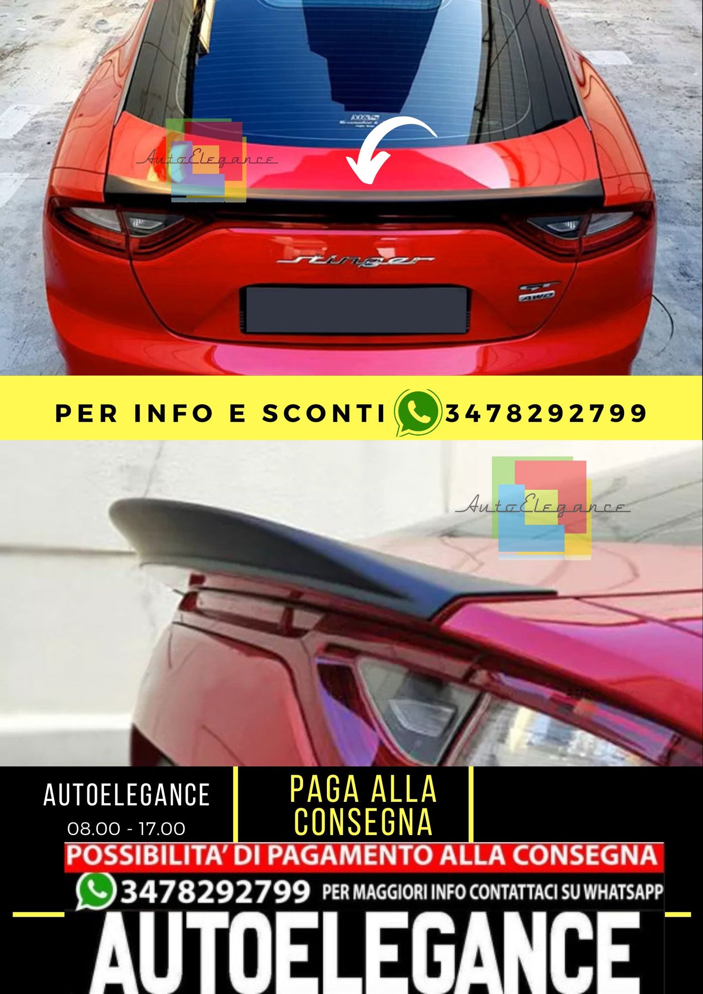 Kia Stinger 2017-2023 SPOILER BAGAGLIAIO nero opaco