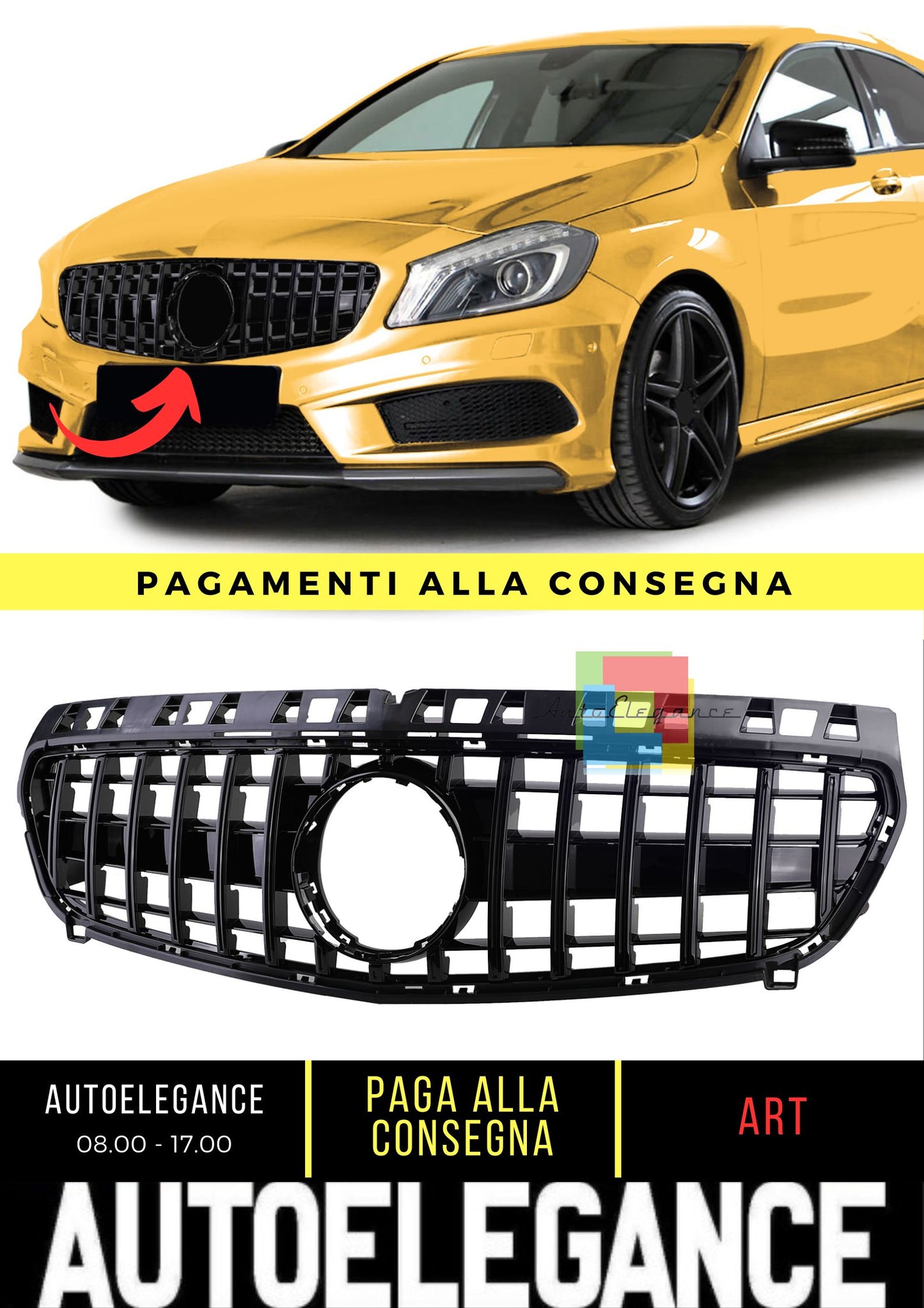 Griglia Sportiva Griglia Nera Lucida Per Mercedes Classe A W176 12-15
