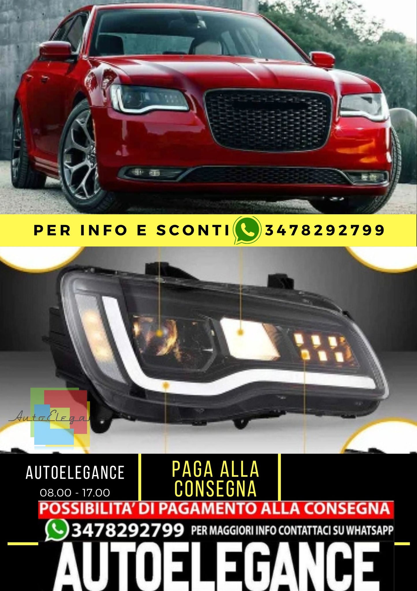 Fari a proiettore LED per Chrysler 300 2011–2023