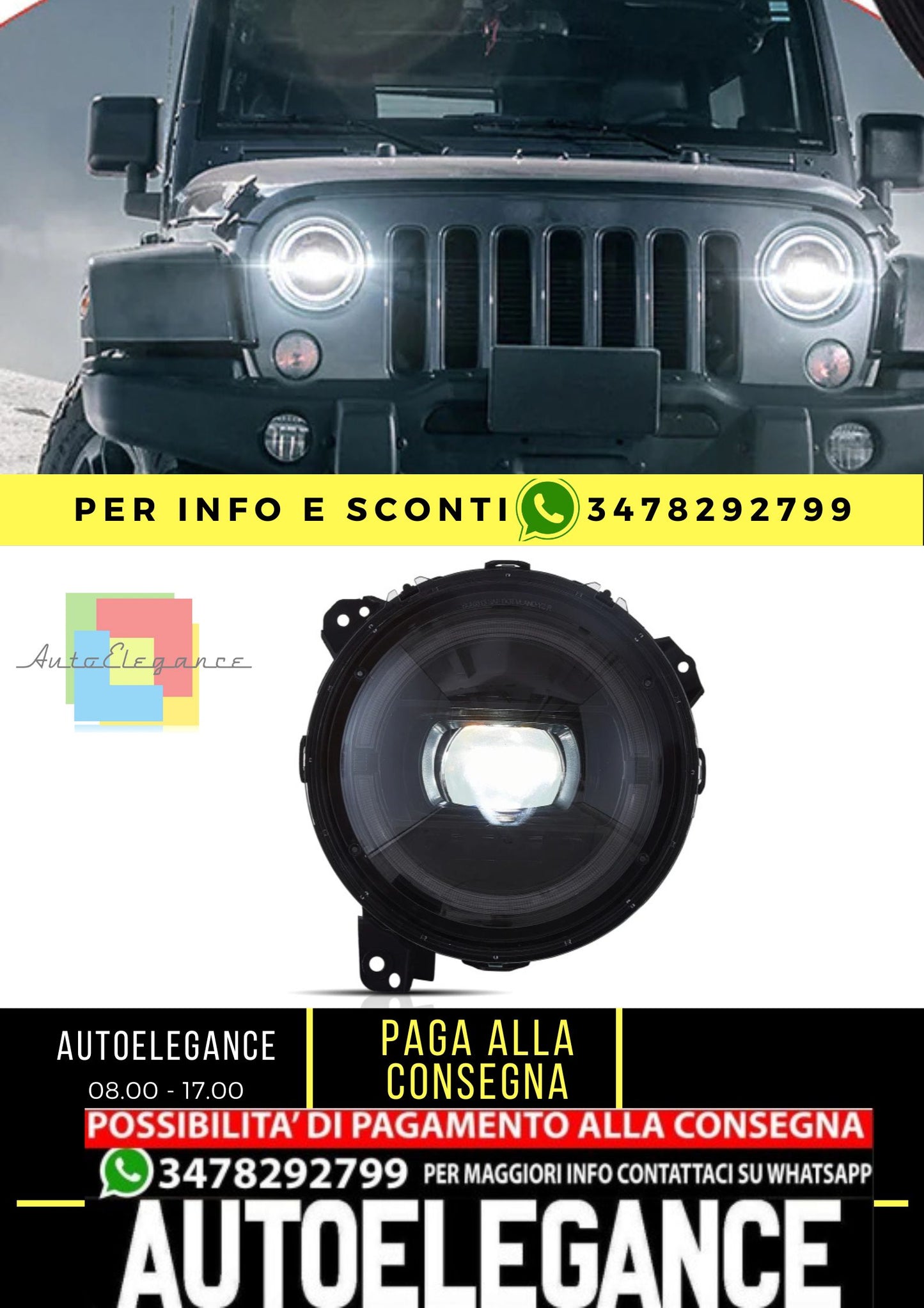 Fari anteriori Full LED per Jeep Wrangler JL JLU JT Rubicon 2018-2023 (adatti solo ai modelli JL con fari da 9 pollici)