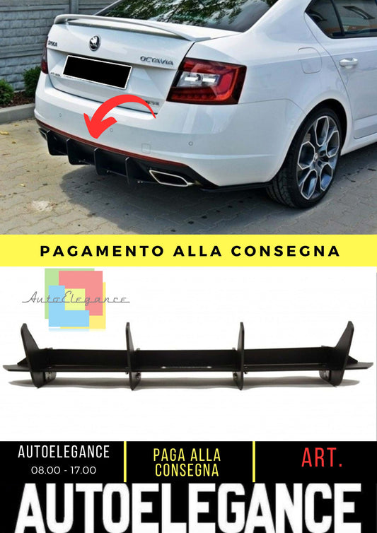 Splitter diffusore posteriore Octavia RS Max nero opaco in plastica ABS 13-20