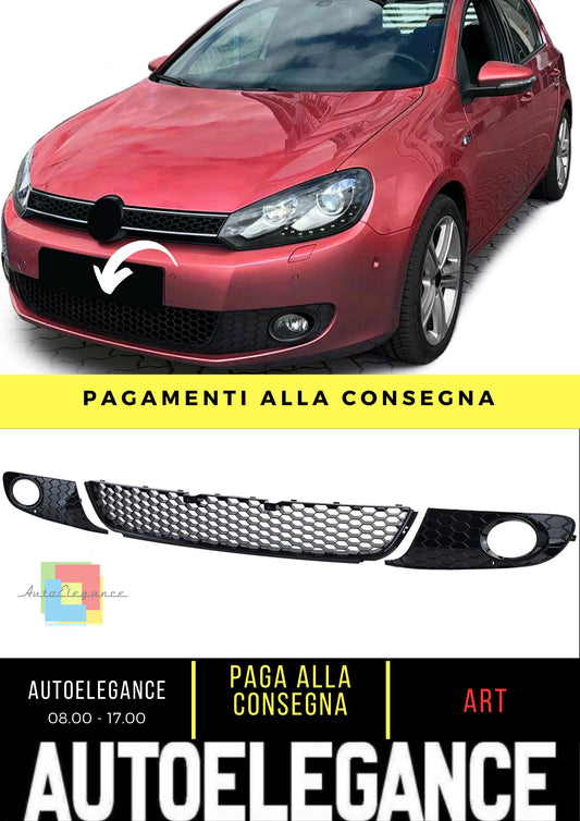 Griglia a nido d'ape lucida per fendinebbia paraurti per VW Golf 6 08-13