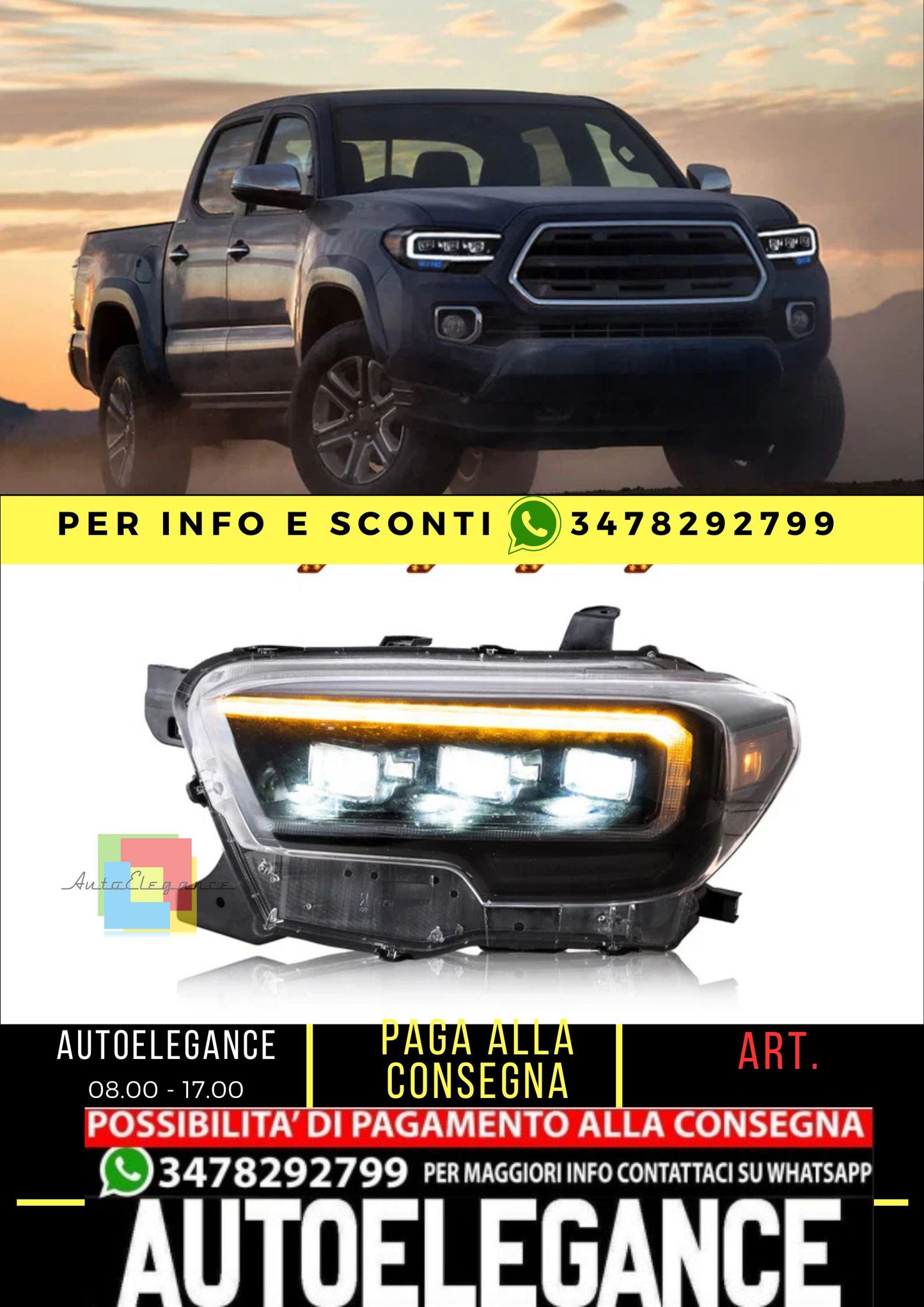 Fari a proiettore a matrice LED per Toyota Tacoma N300 2015-2023