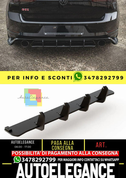 VW Golf 7 FL GTI Max Splitter Diffusore Posteriore Nero Opaco Plastica ABS 2017/19