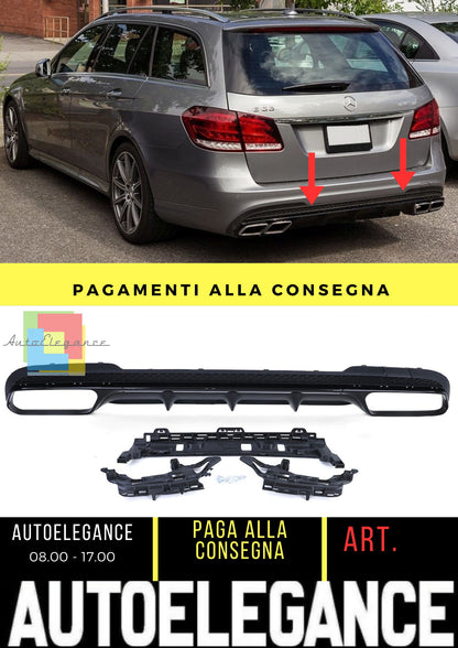 Diffusore paraurti posteriore nero per Mercedes Classe E (W212) Berlina Station Wagon Facelift (2013-2016) AMG-Line Paraurti E63 Look