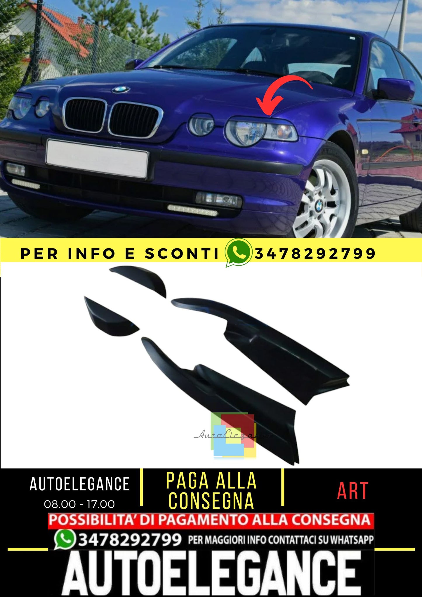 Sopracciglia per BMW 3 E46 COMPACT 2001-2004 ABS plastica