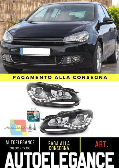 Luci diurne fari per VW Golf 6 VI 08-13 nero con Osram H7 Cool Blue