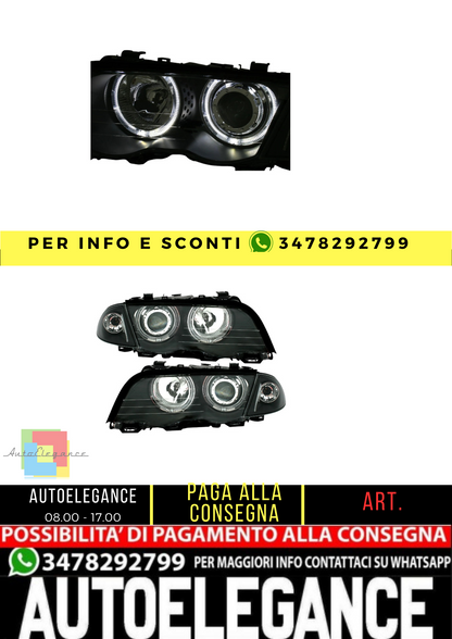 😊EAGLE EYES Set fari Angel Eyes in nero per BMW Serie 3 E46 Limo Tour LED😊