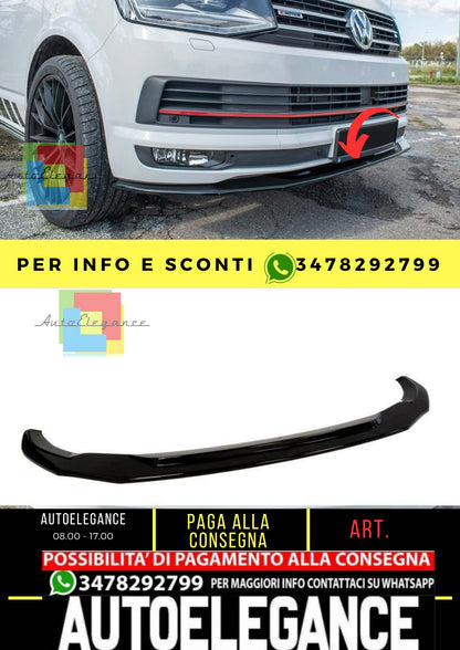 Transporter T6 Max V2 Labbro Anteriore Piano Nero Vuoto Plastica / 2003-2019