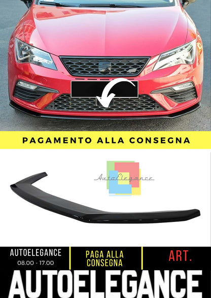 Leon MK3 FL Cupra/FR Max V2 Front Lip Piano Black Vacuum Plastic 17-20