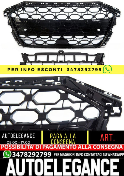 Griglia Anteriore RS3 Look per Audi A3 (8Y) Sportback Berlina (2020-On) Nero Lucido