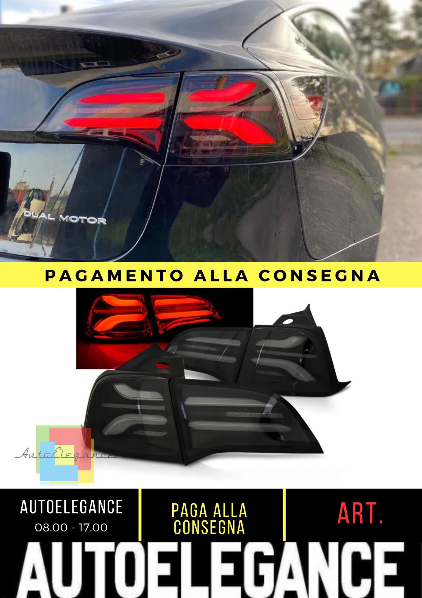 Luci posteriori Full LED per Tesla Model 3 2017+ frecce LED dinamiche nere