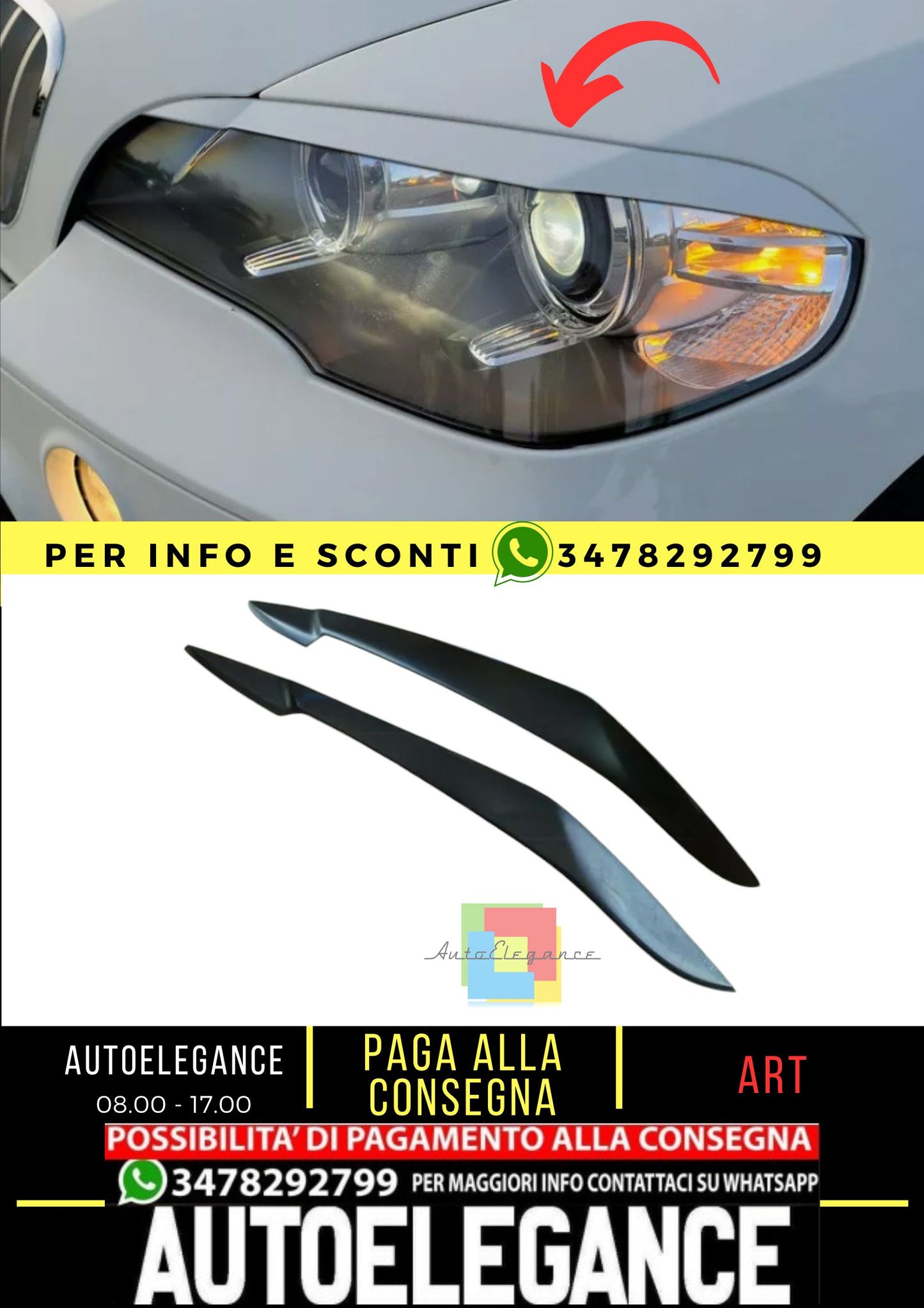 Sopracciglia per BMW X5 E70 2007-2013 ABS Plastica palpebre fari