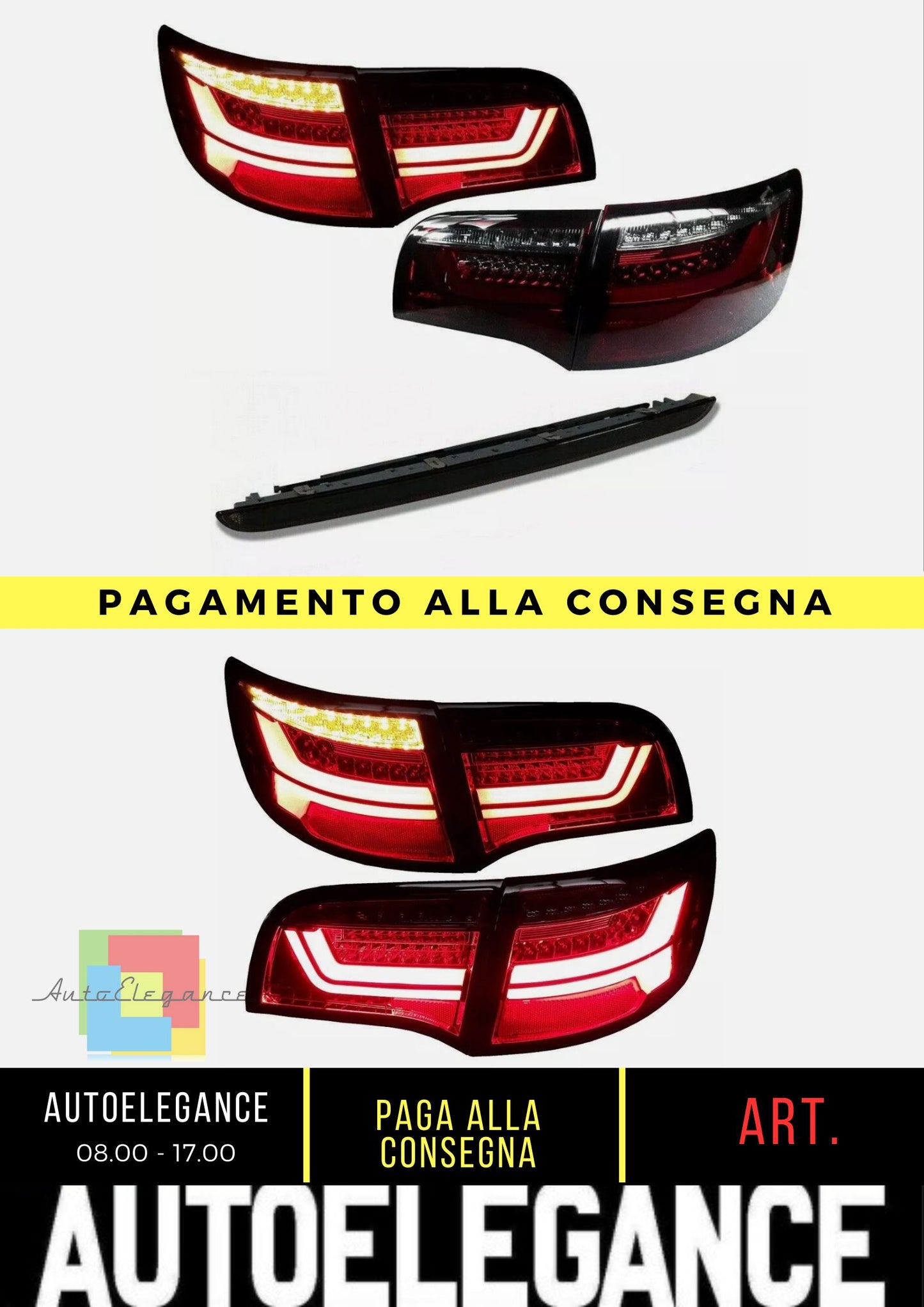 FANALI POSTERIORI LED AUDI A6 4F 04-11 FRECCE ANTERIORI RS + LUCE FRENO NERA