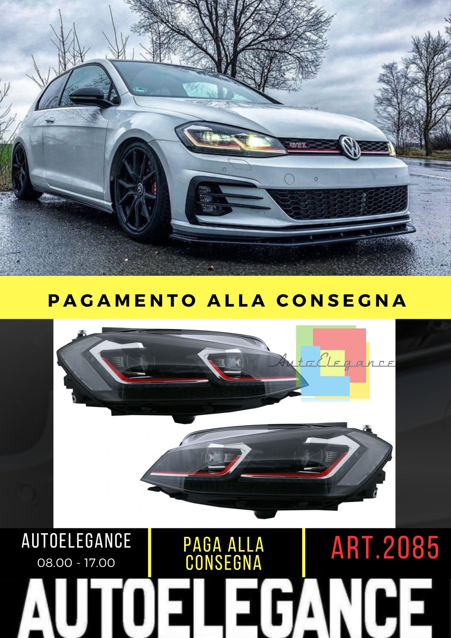 Fari a LED adatti per VW Golf 7.5 VII (dal 2017-up) GTI Look con luci di svolta dinamiche sequenziali